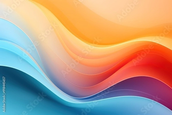 Fototapeta Abstract colorful background with smooth flowing lines in blue, orange and red tones.