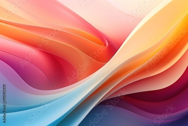 Fototapeta Abstract background with colorful gradient curved lines.