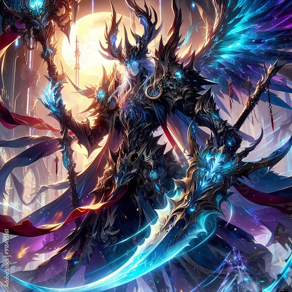 Obraz robot, warrior, woman, knight, soldier, fantasy, war, statue, cyborg, sword, 3d, illustration, future, armor, futuristic, armour, art, vector, medieval, metal, science, cartoon, helmet, technology, al