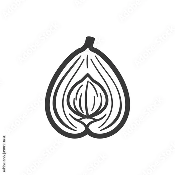 Obraz Hand Drawn Illustration of a Halved Fig with Visible Interior