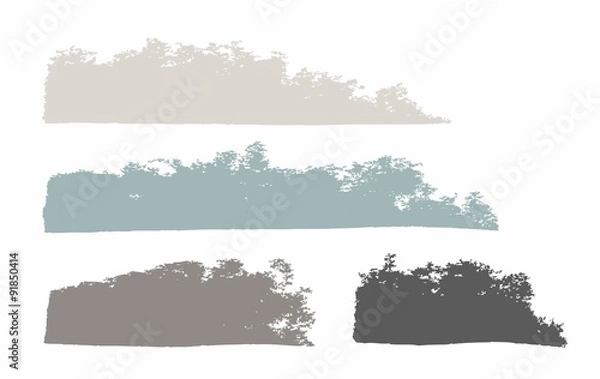 Obraz Paint, gray, long trail, brush, paint roller, white background. 