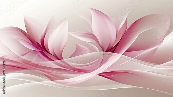 Fototapeta Soft pink and red leaves gently swirl through the air, creating a tranquil atmosphere with delicate lines and subtle colors