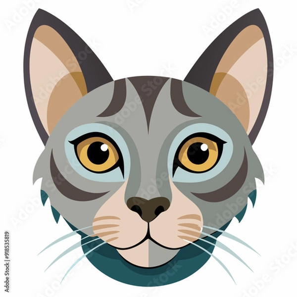 Fototapeta Best cat  Head, color,  Vector,  illustration, 
