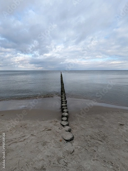 Fototapeta Wellenbrecher am Ostseestrand 