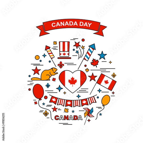 Obraz Happy Canada Day elements set