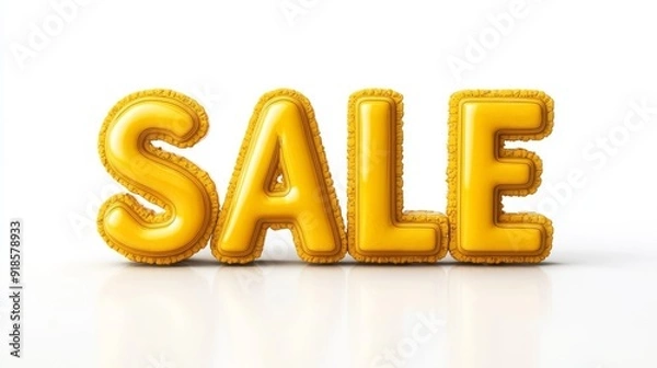 Fototapeta The word SALE in large yellow letters on a white background. A banner for Black Friday or big discounts in the store. 3d illustration for stocks.