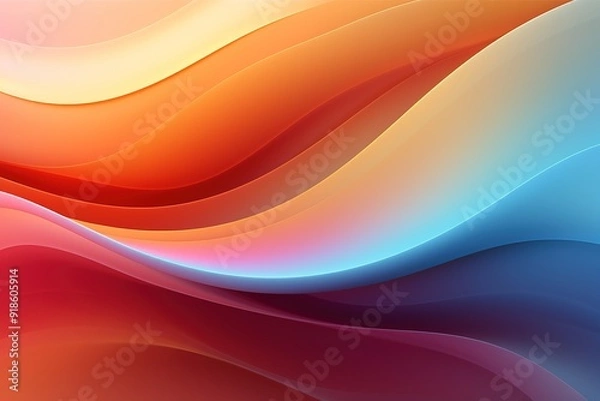 Fototapeta Abstract background with vibrant, flowing curves in red, orange, blue hues.