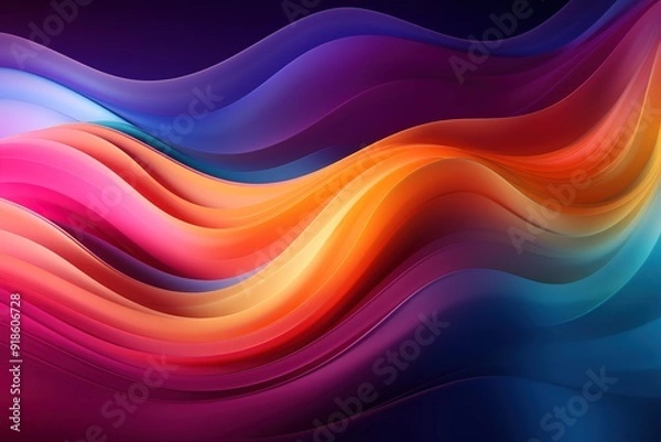 Fototapeta Abstract background with vibrant, flowing waves in colors of purple, blue, orange, and pink.