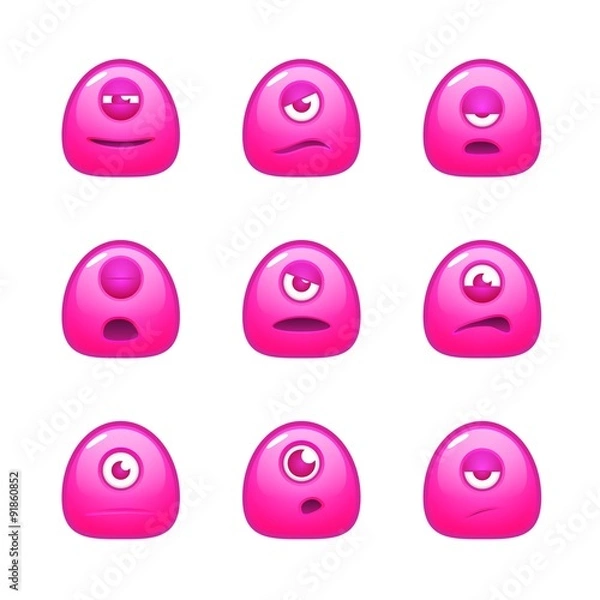 Obraz Pink Monster's Emotions Sprite Sheets