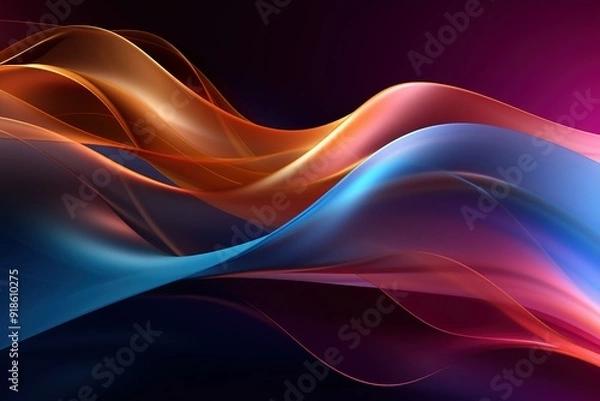 Fototapeta Abstract colorful wavy design with blue, orange, and red hues.
