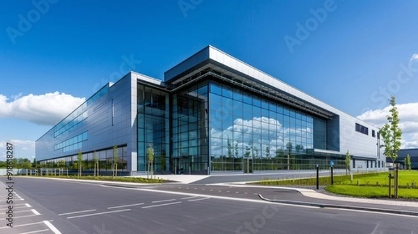 Obraz Modern Marvel Spacious Distribution Center under Clear Blue Skies