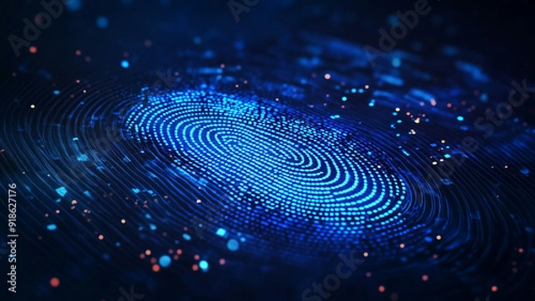 Fototapeta Futuristic Fingerprint Identity Authentication Background