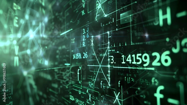 Fototapeta Mathematical background with number Pi, science wallpaper 