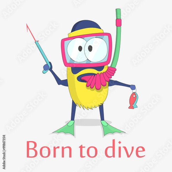 Fototapeta monster diver. vector character design