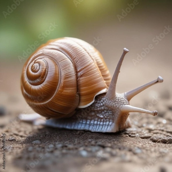 Fototapeta Snail Closeup On Natural Background With Surreal And Glamorous Professional