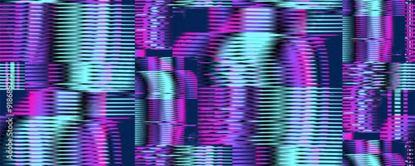 Fototapeta Bright abstract striped seamless texture with glitch gradient convex linear forms and optical illusion effect. For web design, business card, mobile apps, web banner, modern wallpaper, package.
