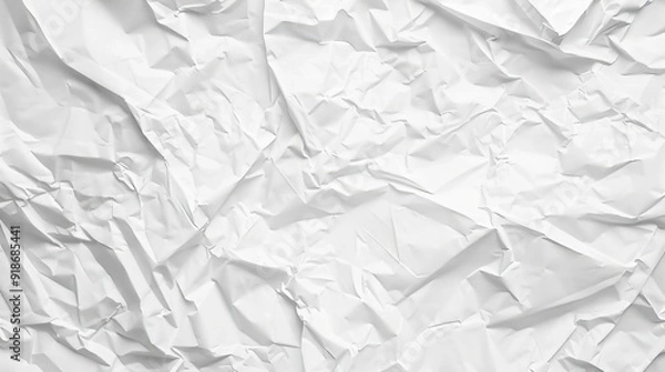 Fototapeta Crumpled white paper texture, generative ai