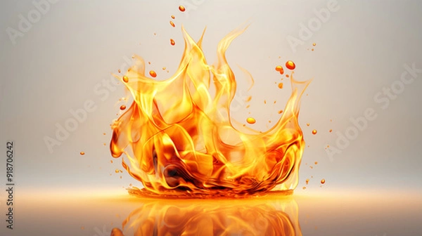 Fototapeta flames splashing on a blank canvas
Fire flames dance on a shiny, reflective surface.