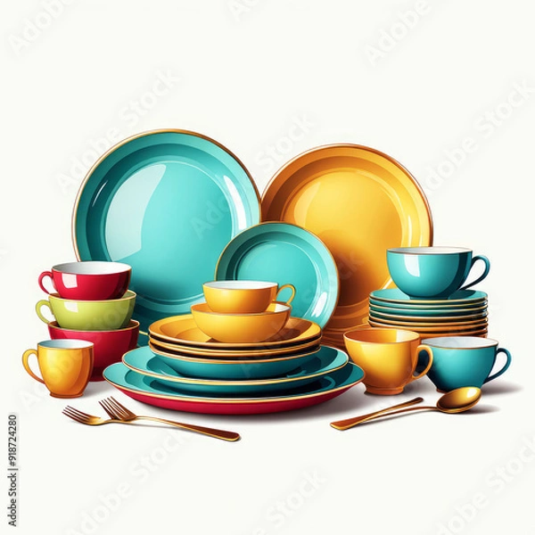 Obraz set of cups generative IA	