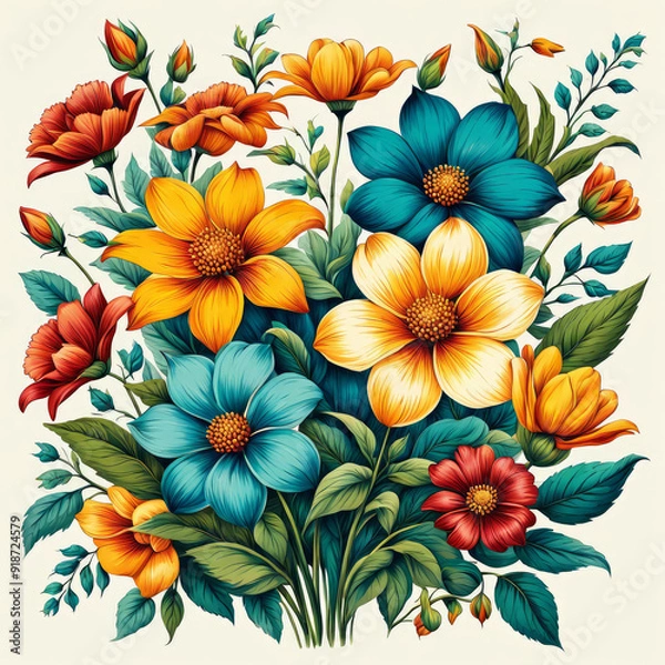 Obraz background with flowers generative IA	