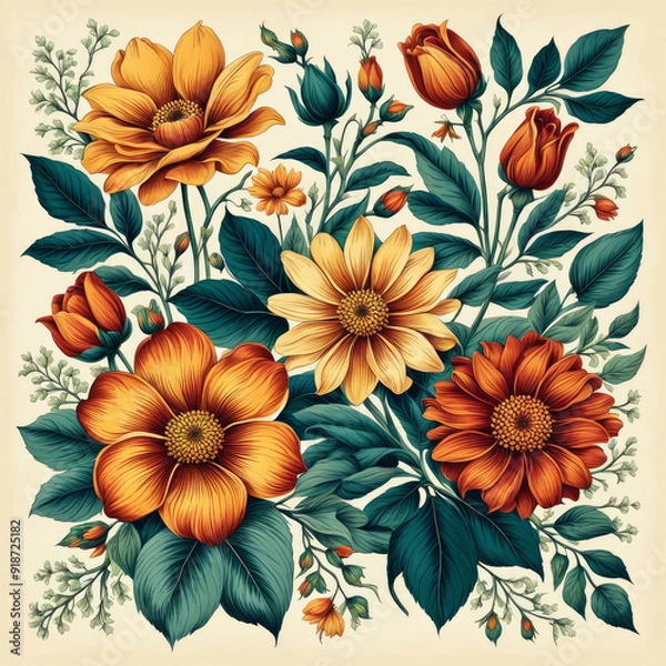 Obraz seamless floral pattern generative IA	