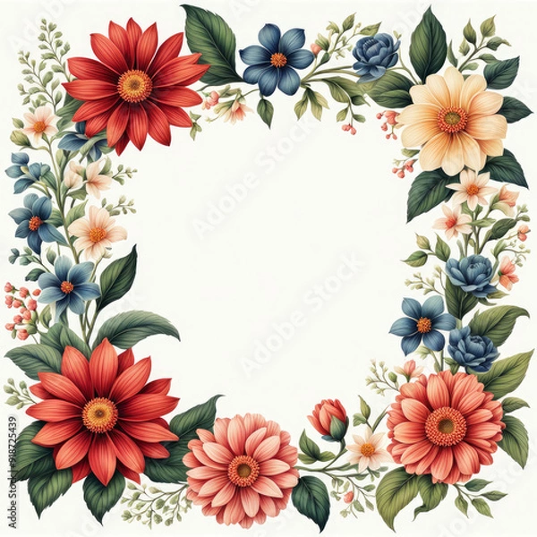 Obraz frame with flowers generative IA	