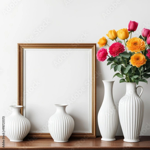 Obraz vase with flowers generative IA	