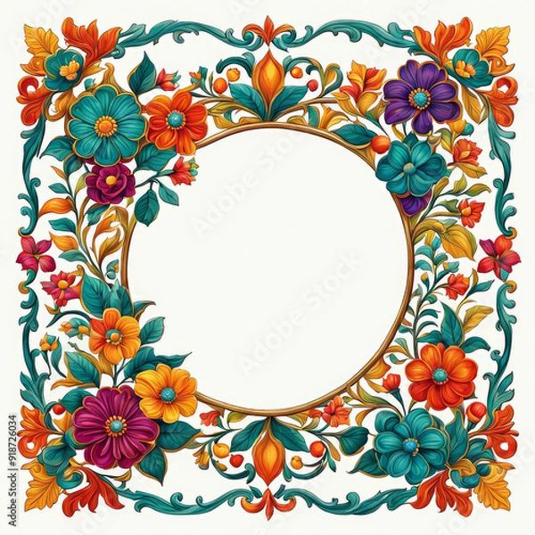Obraz frame with flowers generative IA	