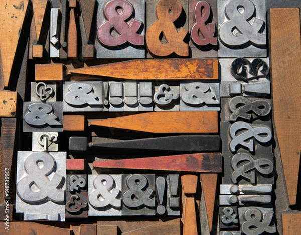 Obraz Ampersands & Exclamation marks, letterpress blocks