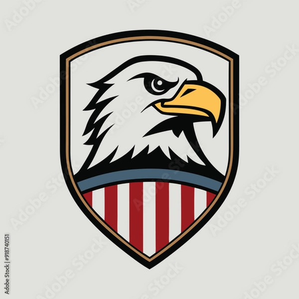 Obraz Bald eagle with an american flag vector illustration.