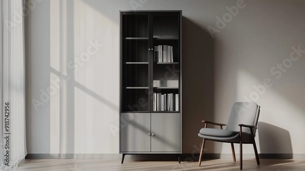 Fototapeta グレーの本棚