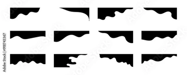 Obraz Collection of liquid header top and bottom black separator for website and app. Vector Illustration