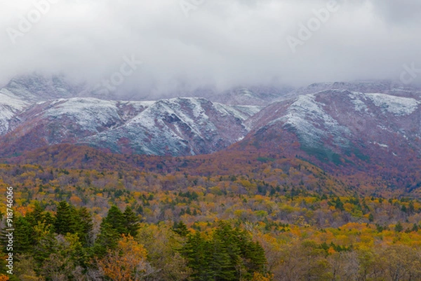 Fototapeta 知床の美しい景色と夕日
