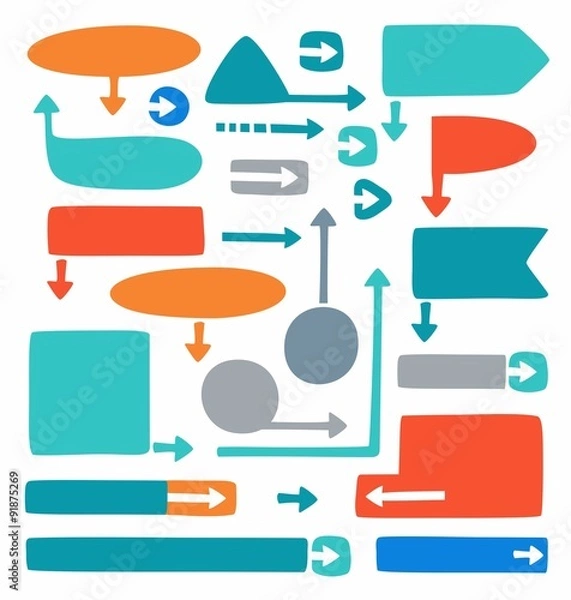 Fototapeta Colored frames and arrows for infographics and diagrams. 