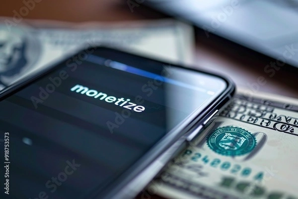 Fototapeta ai generative mobile phone screen word monetize