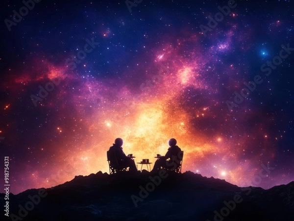 Fototapeta A breathtaking panoramic view of a serene space scene