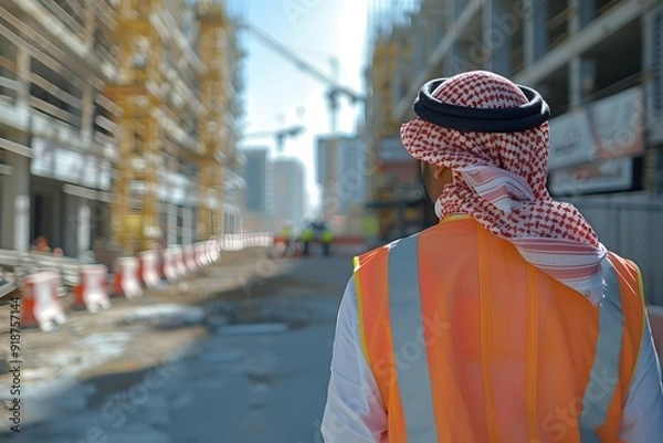 Obraz Construction Worker Walking in the City