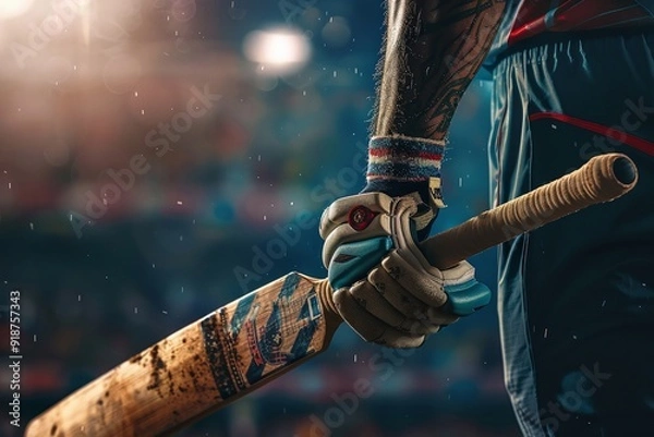 Obraz ai generative hand holding cricket bat