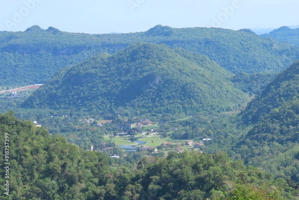 Fototapeta high angle view of the mountains