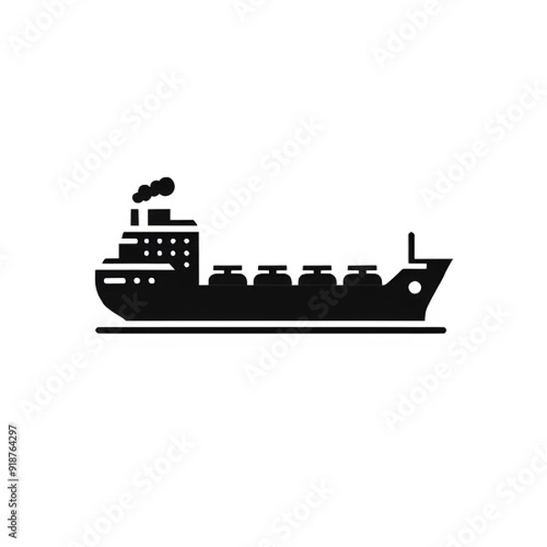 Fototapeta oil tanker ship in the sea Pictogram icon. Generative ai