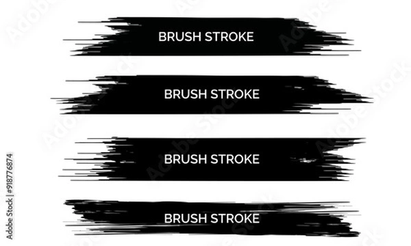 Fototapeta Black brush vector stroke banner template collection 4 brushes paint brush  supersale banner 