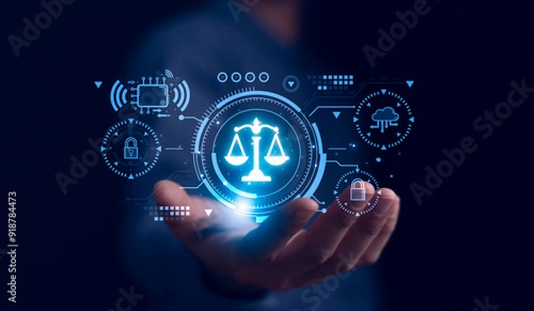 Fototapeta AI ethics or AI Law concept. Developing AI codes of ethics. Compliance, regulation, standard , business policy and responsibility for guarding against unintended bias in machine learning algorithms.
