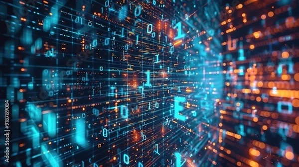 Obraz Innovative Blockchain Technology Integration in Modern Digital Data Networks, Abstract Concept of Secure Information Exchange and Data Synchronization