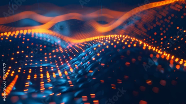 Fototapeta Modern technology flowing particle background