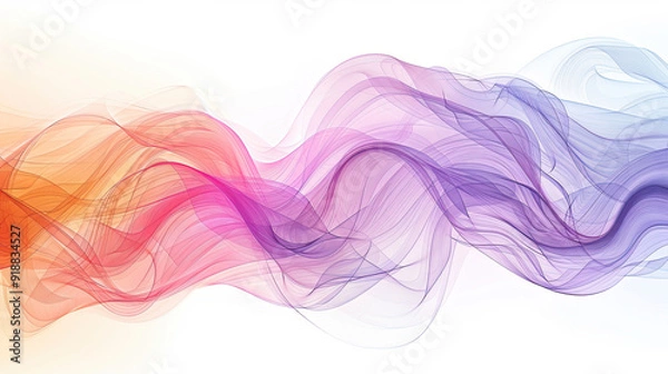 Fototapeta Abstract art background with dreamy gradient colors，geometric wave design concept on whtie background.