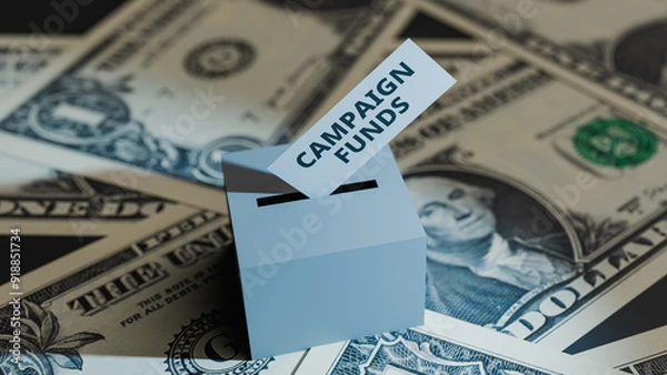 Obraz Ballot box showing concept of donations and campaign funds in elections. 3d rendering