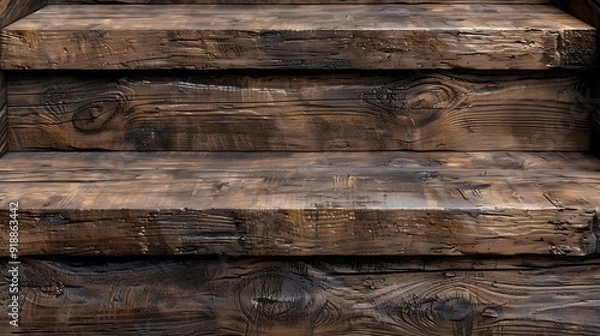 Fototapeta dark beige brown wood texture wooden step riser laminate design vitrified ceramic large size floor tile slab wood wall cladding random tiles for exterior : Generative AI