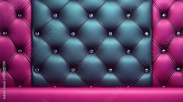 Fototapeta Luxurious Cyan Leather Background with Diamond Pattern and Horizontal Banner for Text - Vector Presentation Design Template