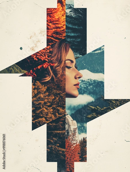 Obraz Surreal Portrait Collage with Nature Elements