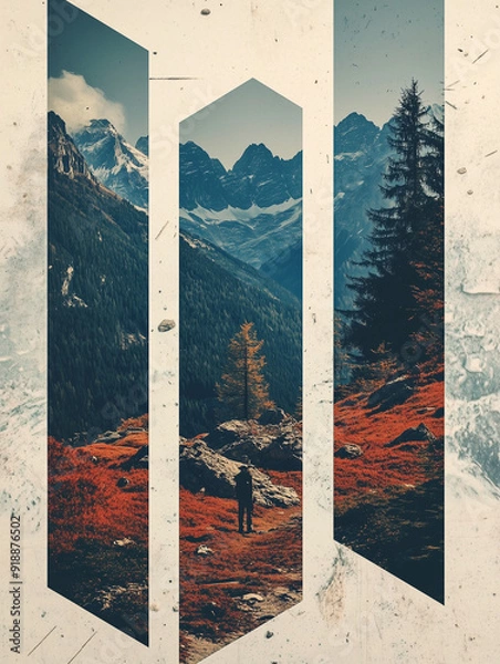 Fototapeta Surreal Mountain Landscape with Abstract Shapes